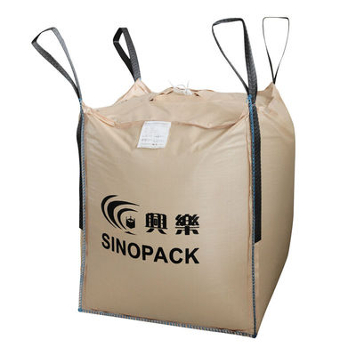 ซื้อ FIBC ถุง PP ใหญ่สีเบจสี่แผงพร้อมห่วงตะเข็บด้านข้าง online manufacture